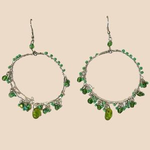 🩷GREEN‎ LARGE HOOP EARRINGS